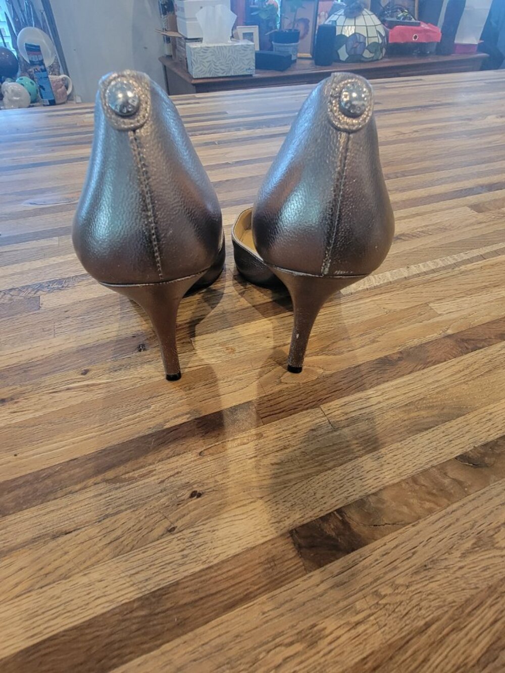 Michael Kors Metallic Leather High Heel Pointed Toe Pumps - Picture 5 of 15